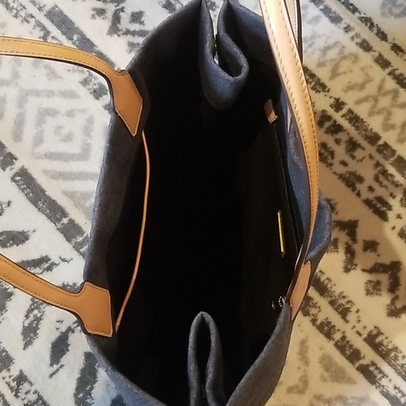 Euc Tory Burch ella tote bag leather and wool - Picture 3 of 7